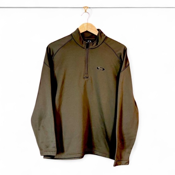 Oakley Women's Small Quarter Zip Fleece Sweatshirt Mock Neck Green - Picture 2 of 7